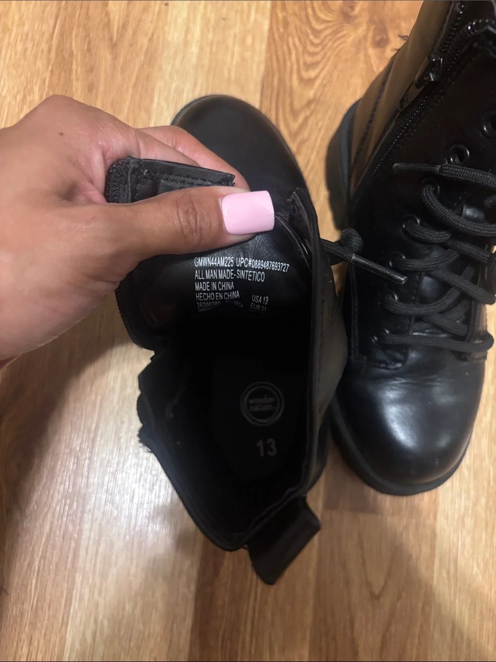 wonder nation Black Kids Lace-Up Combat Boots